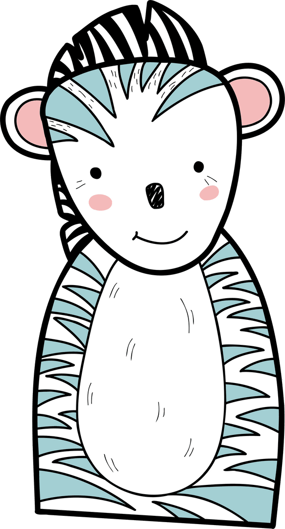 Cute Cartoon Zebra with Pink Ears Escaping Mundanity