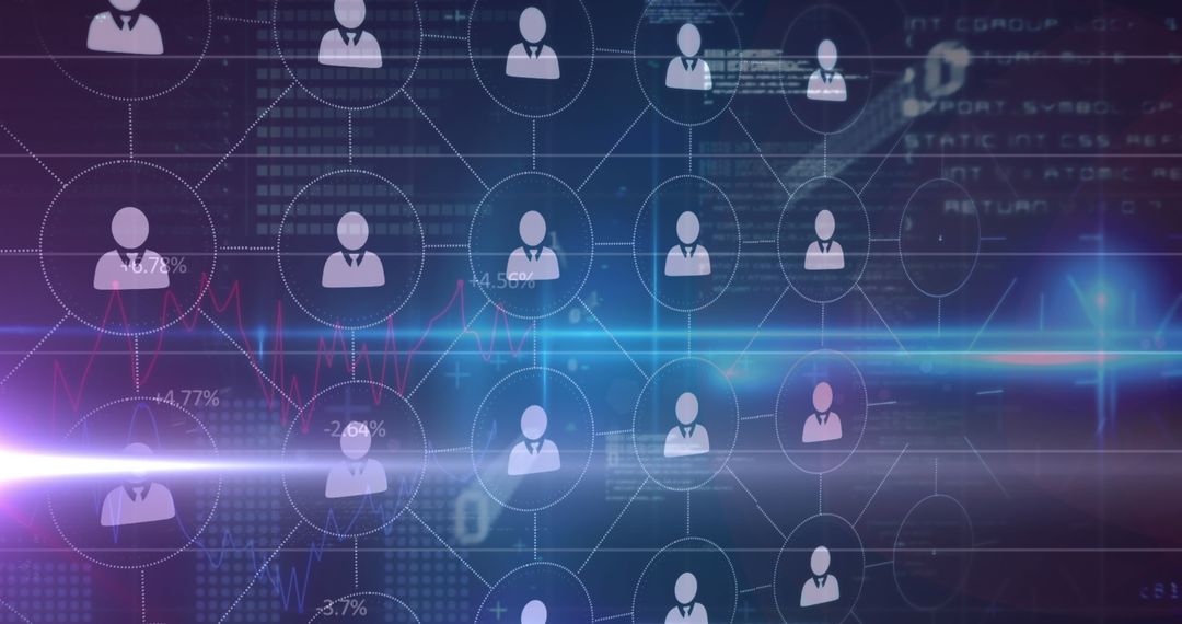 Abstract Digital Network with Person Icons and Data Graphics