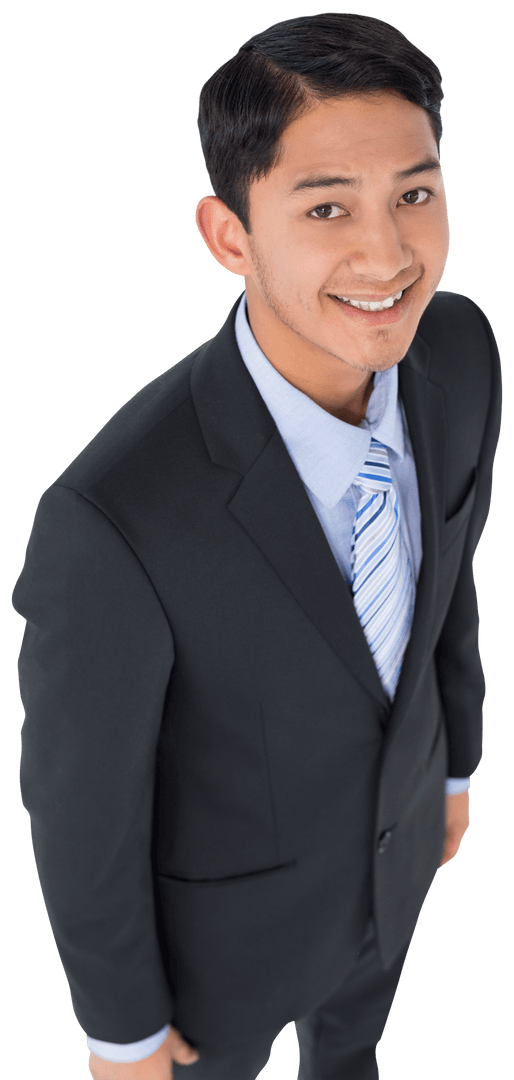 Happy Biracial Businessman on Transparent Background, Isolated Professional Look