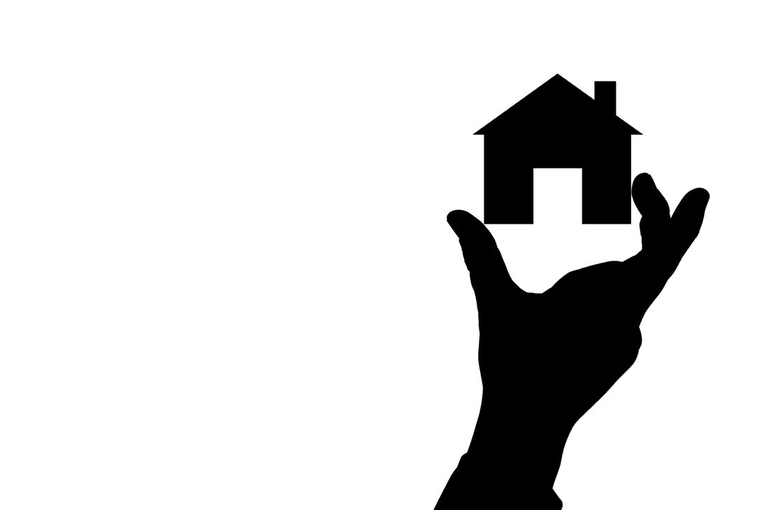 Transparent Silhouette Hand Holding House Icon