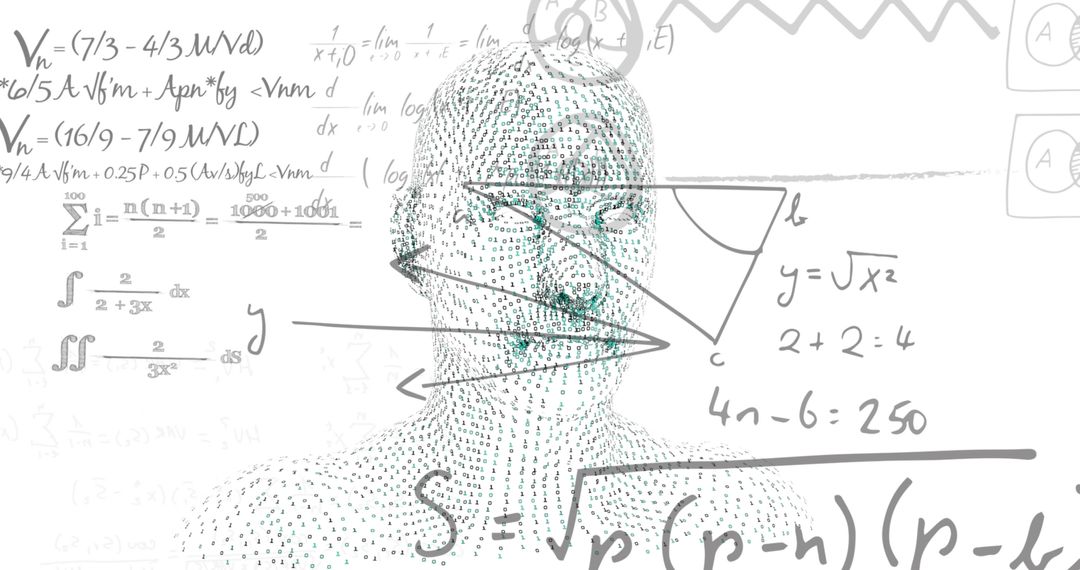 Futuristic Mathematical Concept with Abstract Floating Head