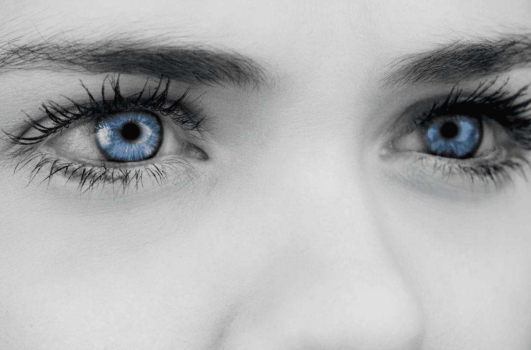Close-Up of Blue Eyes with Transparent Black and White Background