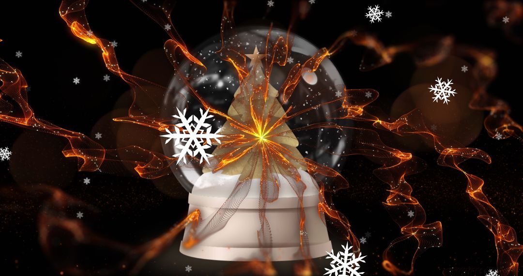 Festive Christmas Tree Snow Globe with Snowflakes and Shooting Star