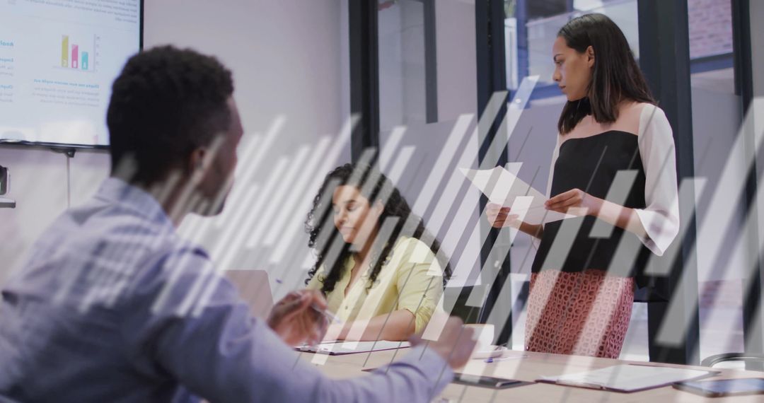 Dynamic Business Meeting with Diverse Colleagues Discussing Analytics