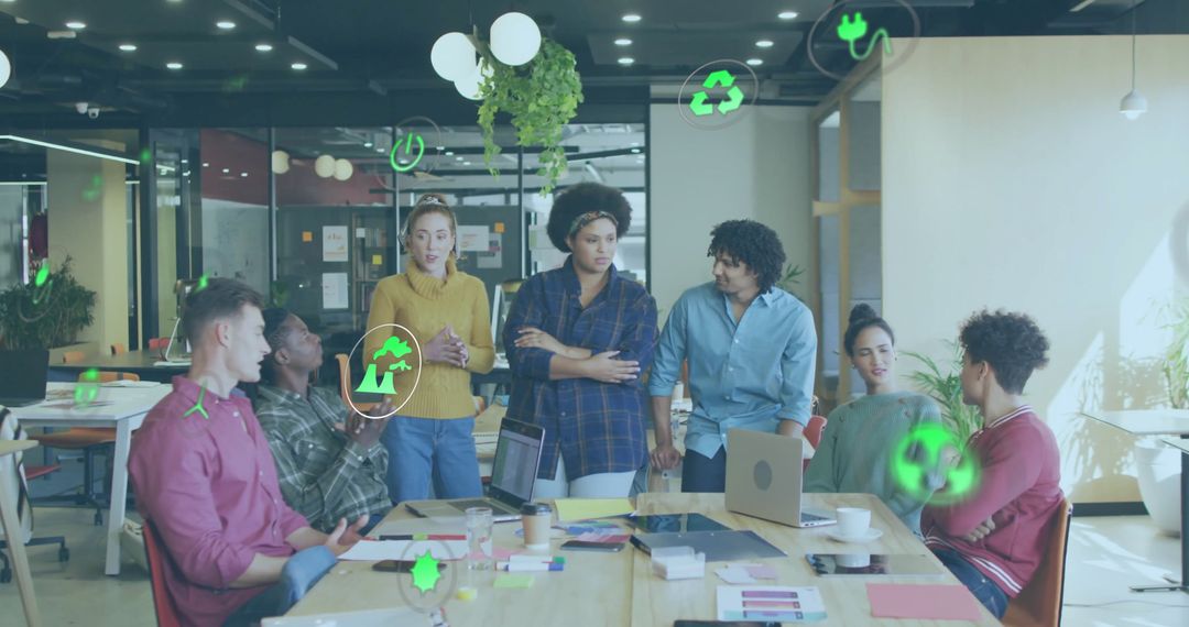 Diverse Team Discussing Eco-Friendly Business Solutions