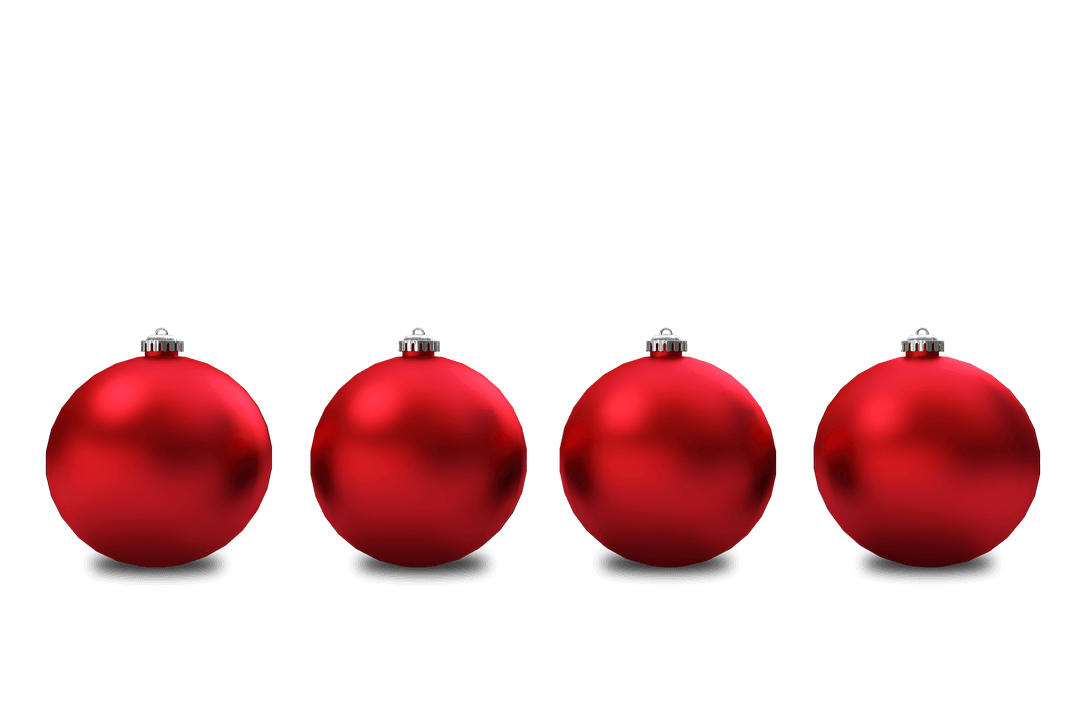 Shiny Red Christmas Baubles Transparent Background