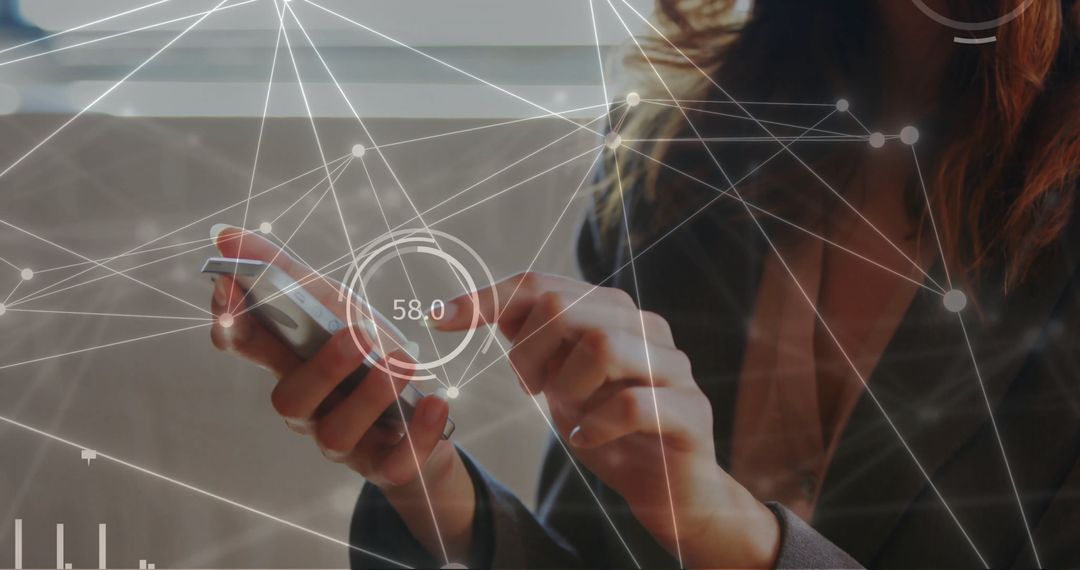 Businesswoman Using Smartphone Studying Digital Connections