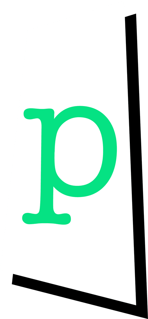 Transparent Minimalist Green P on White Panel with Shadow