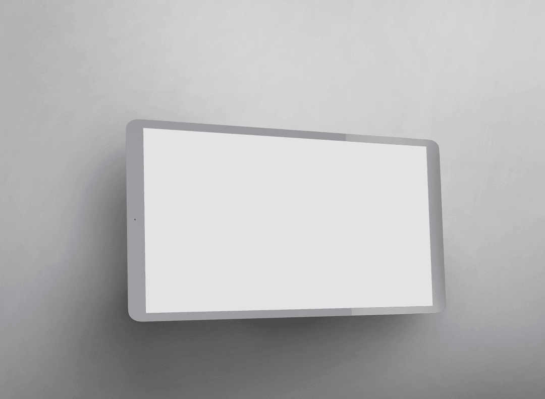 Transparent Tablet Screen Dispay on Grey Wall Background
