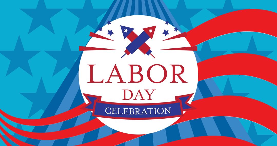 Labor Day Celebration Banner with Flags and Stripes