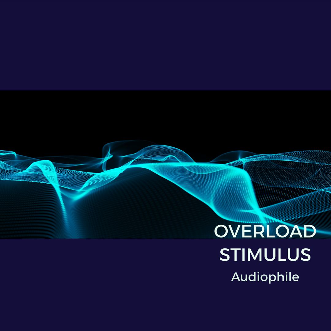 Blue Waves With Overload Stimulus Audiophile Text on Black Background - Download Free Stock Templates Pikwizard.com