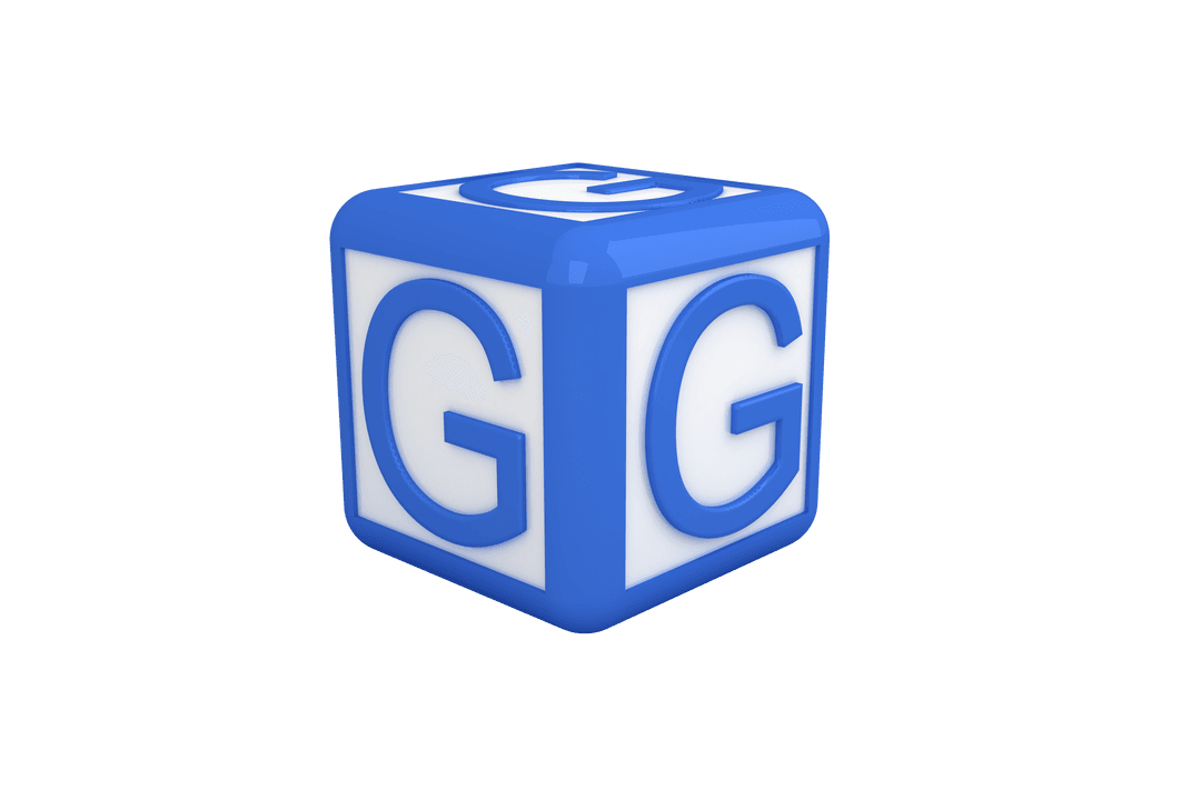 Blue Letter G Cube on Transparent Background for Design Projects