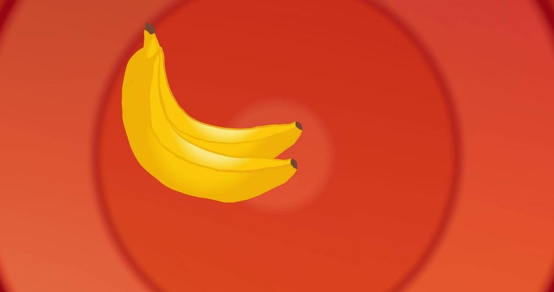 Digital Illustration of Fresh Bananas on Vibrant Red Background