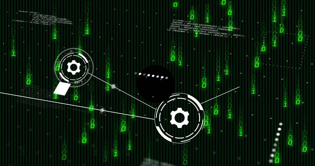 Futuristic Digital Interface with Gears and Binary Code - Free Images, Stock Photos and Pictures on Pikwizard.com