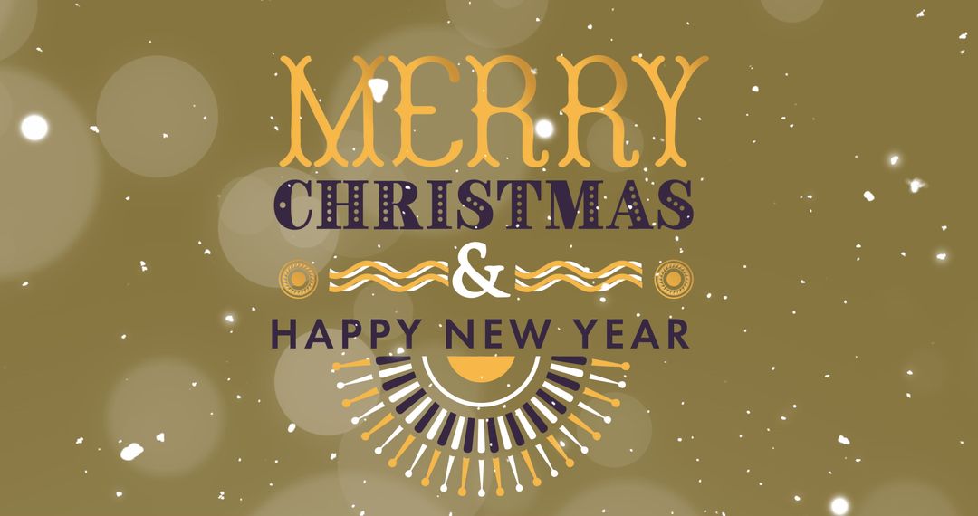 Merry Christmas and Happy New Year Text on Gold Background