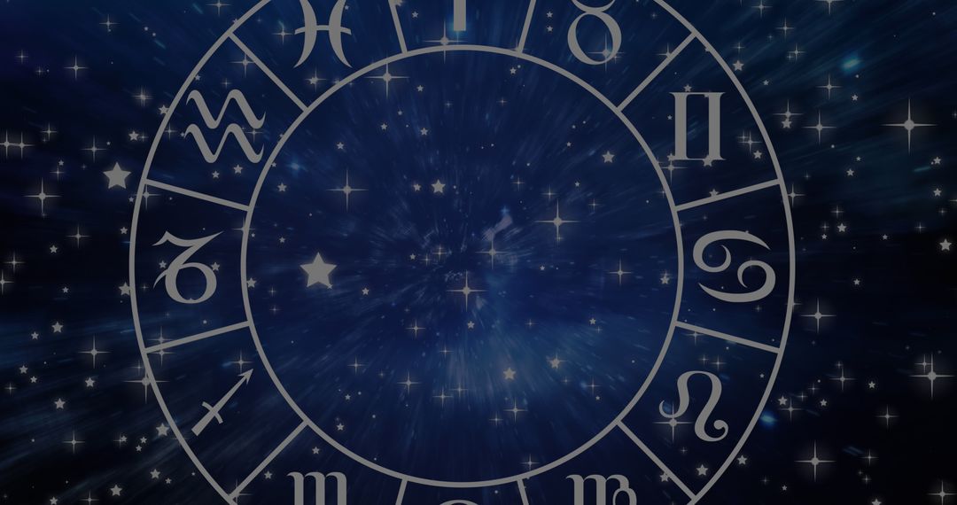 Mystical Zodiac Wheel in Starry Night Sky