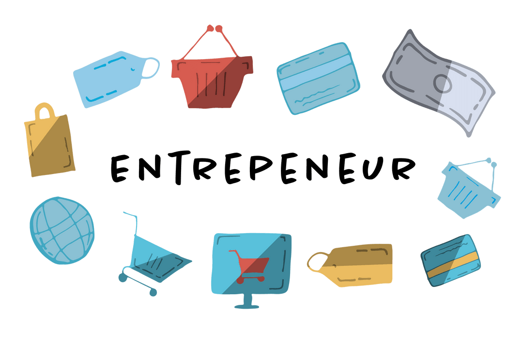 Colorful Transparent Symbols Illustrating Work and Business Concepts