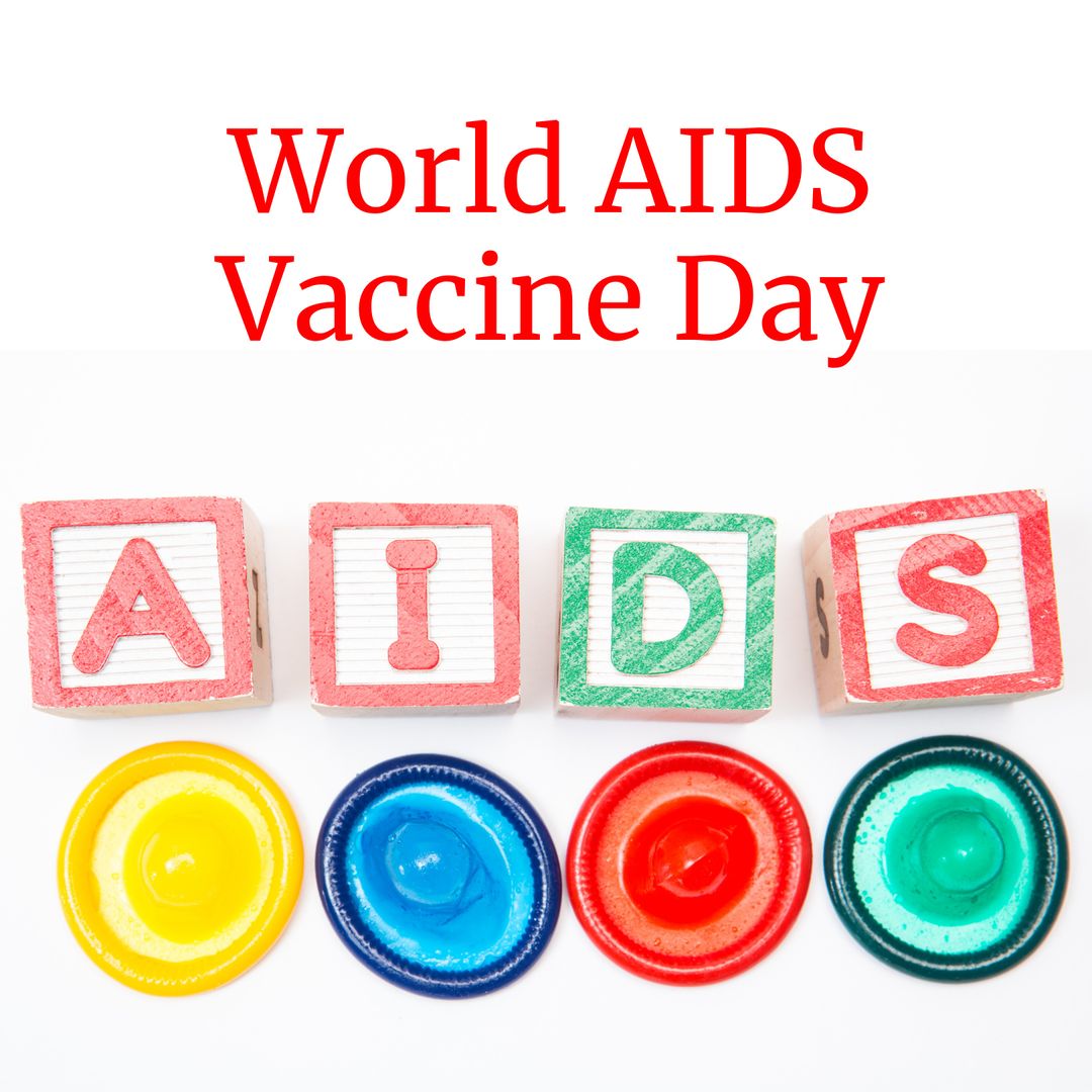 World AIDS Vaccine Day with Colorful Condoms and Blocks