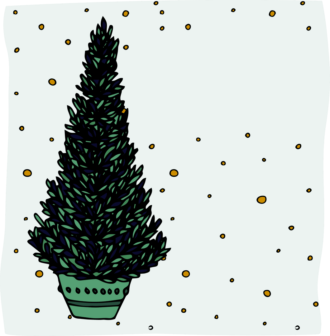 Illustrated Transparent Christmas Tree with Simple Decor