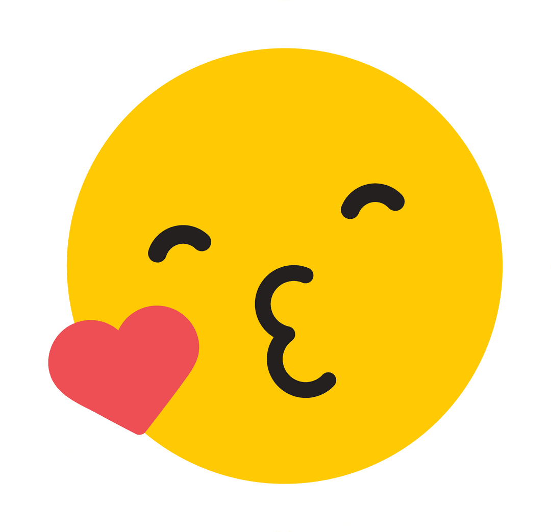 Kissing-Face Emoticon Blowing Heart on Transparent Background