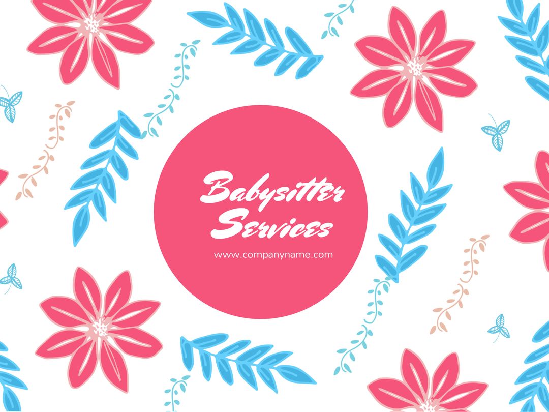 Colorful Floral Babysitter Service Advertisement Design