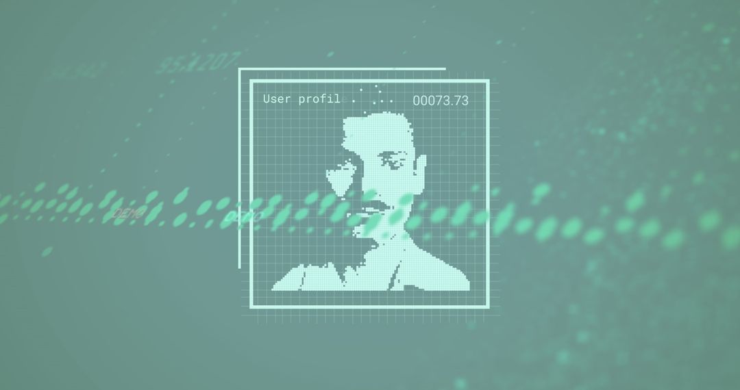 Futuristic Digital User Profile Interface with Grid Elements