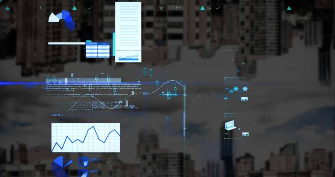 Futuristic Data Interface Displayed Over Urban Skyline
