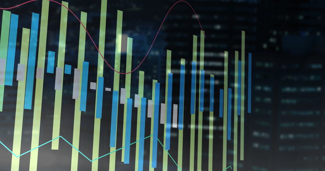 Digital Financial Data Processing with Futuristic Cityscape Background