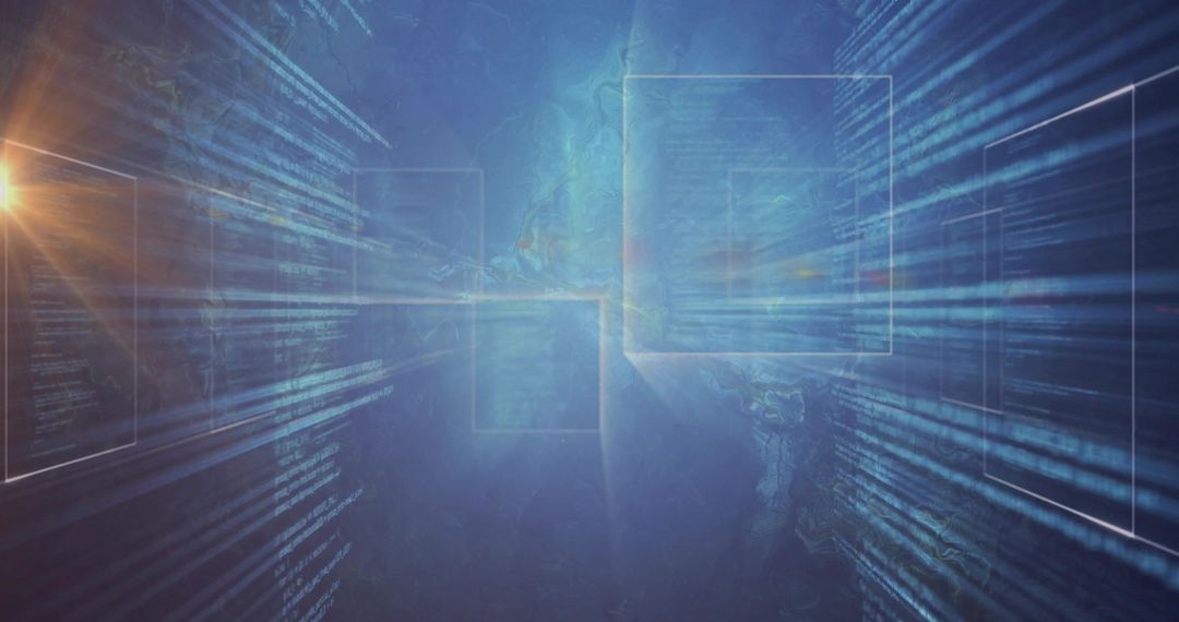 Translucent Digital Panel in Futuristic Cyber Space