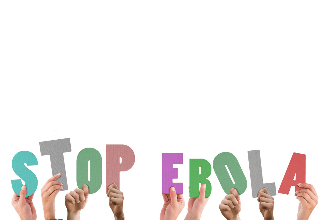 Hands Holding Colorful Letters to Display Stop Ebola Text Transparent