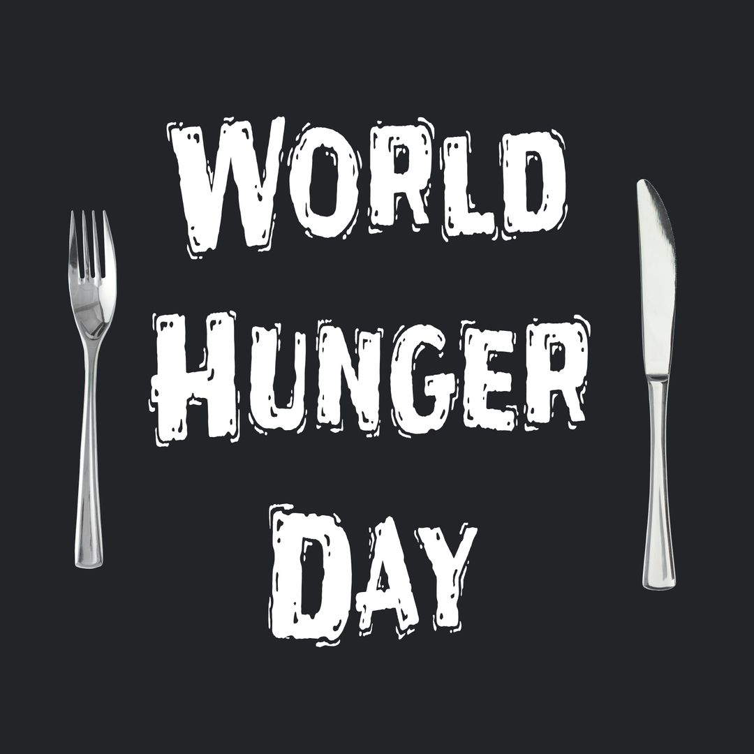 World Hunger Day Awareness Background with Fork and Knife Illustration