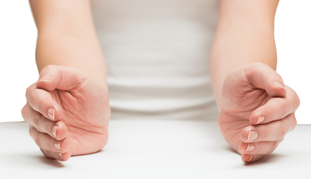 Caucasian Woman Gesturing with Open Hands on Transparent Background