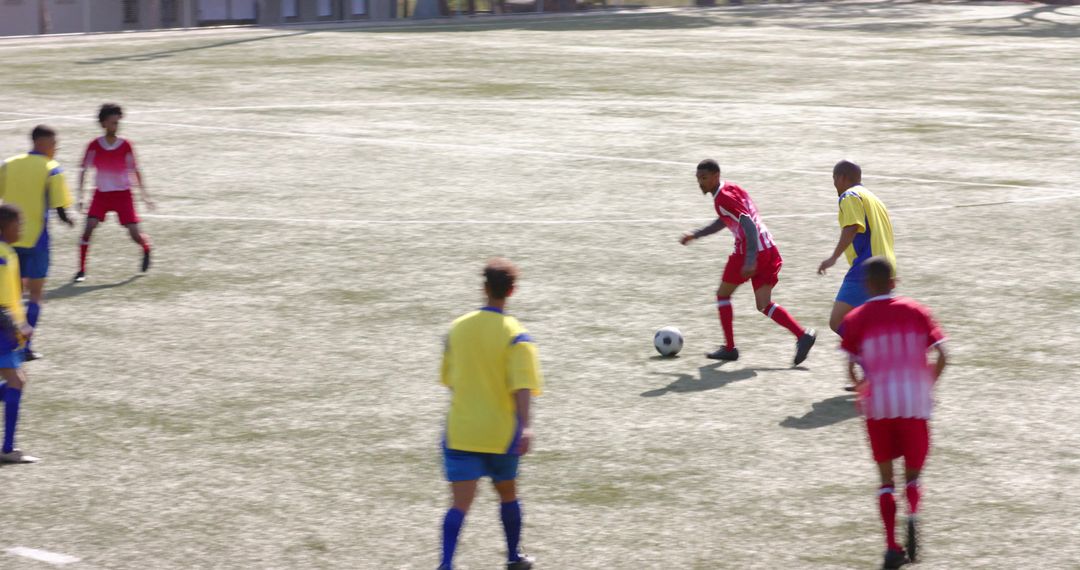 Dynamic Soccer Team Match on Field Capturing Athleticism
