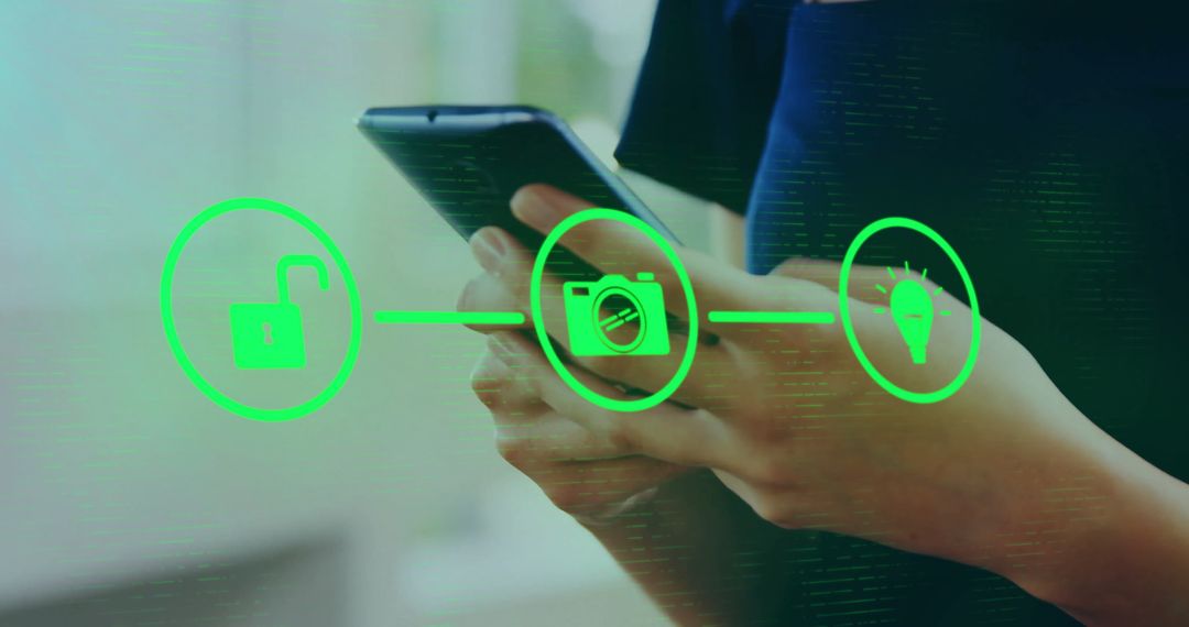 Connected Devices Icons with Smartphone Use
