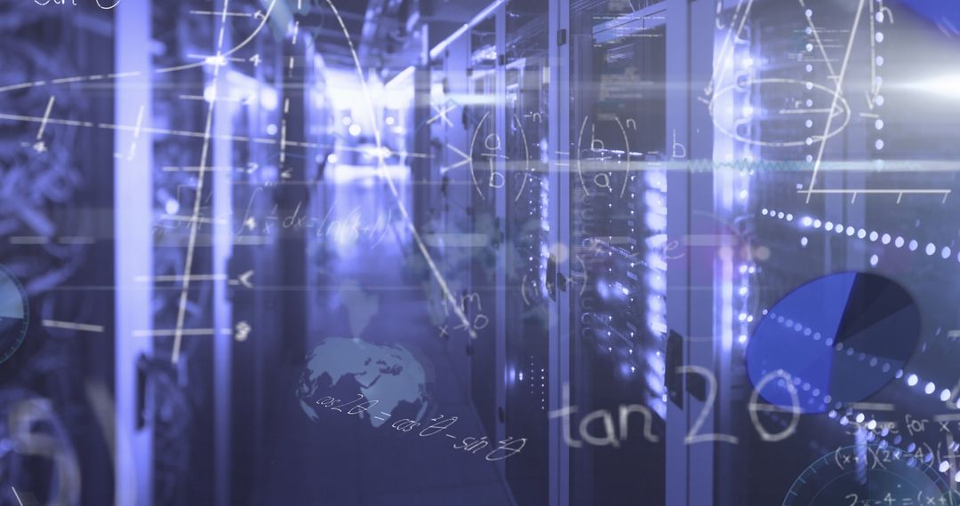 data processing with abstract math symbols in server room - Free Images, Stock Photos and Pictures on Pikwizard.com