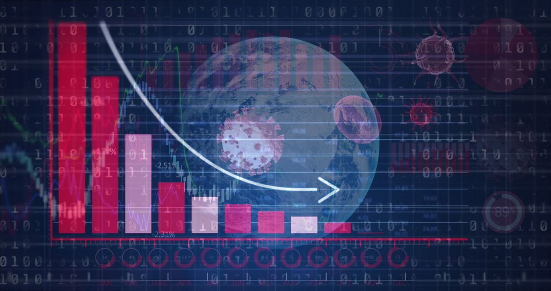 Pandemic Impact Illustrated with Graph and World Graphic