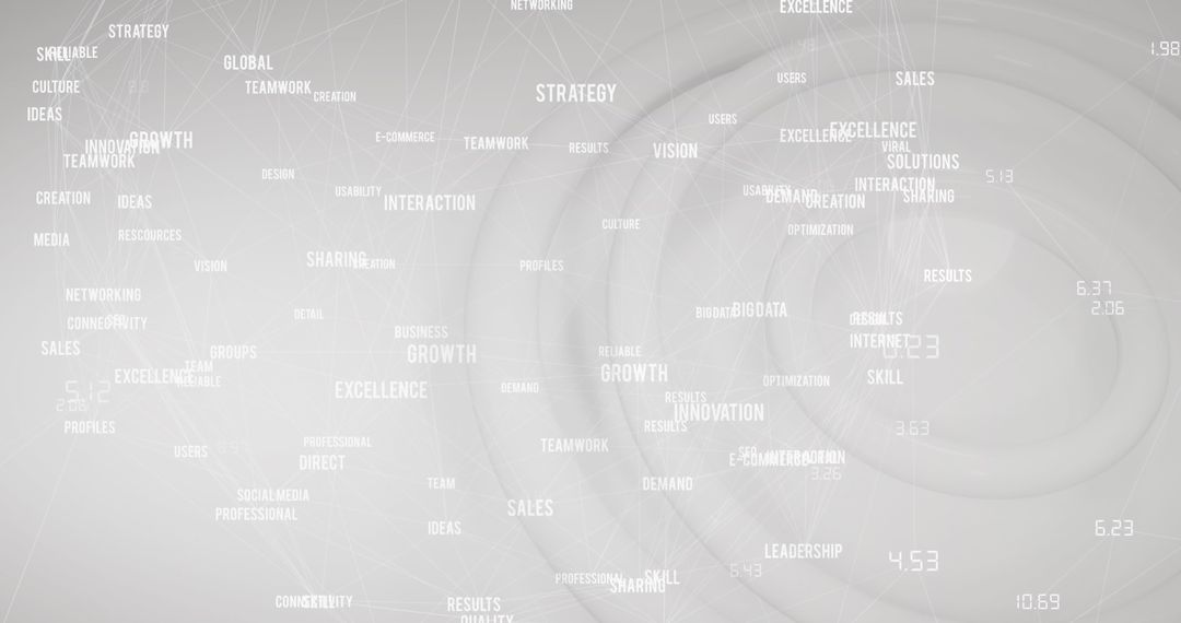 Abstract Business Text with Digital Network Circles