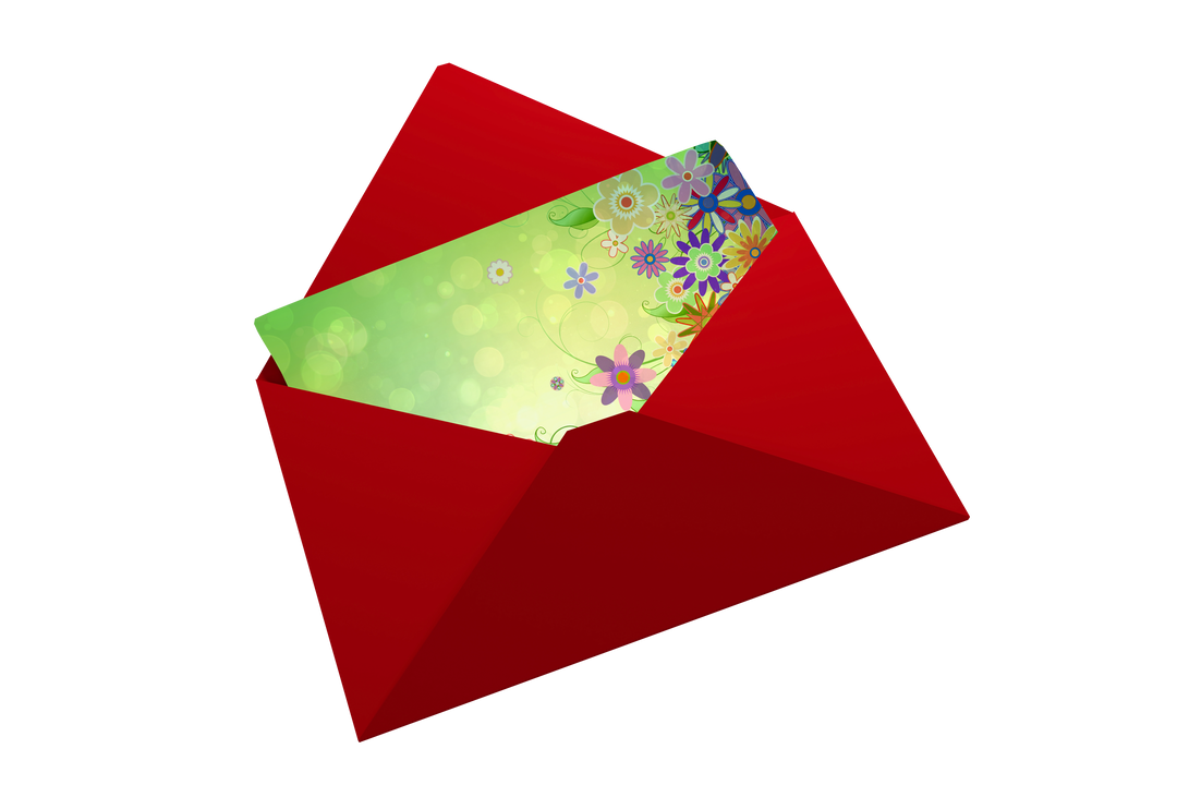 Open Transparent Red Envelope with Floral Card Insert - Download Free Stock Images Pikwizard.com