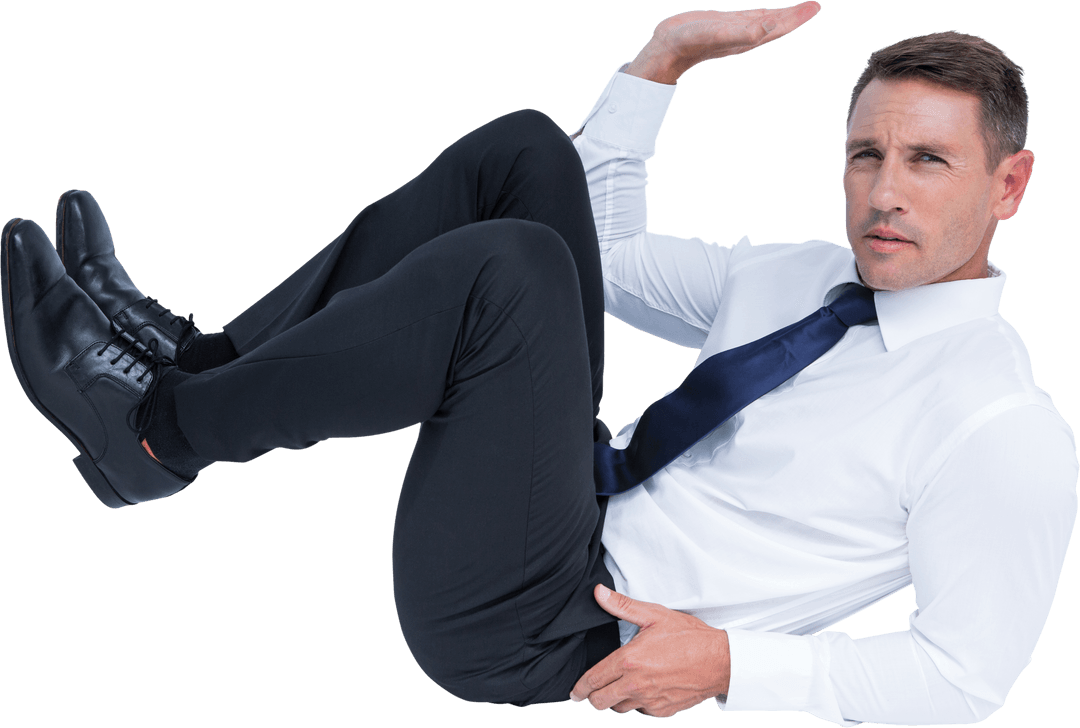 Caucasian Businessman Hovering in Relaxed Formal Attire Transparent Background