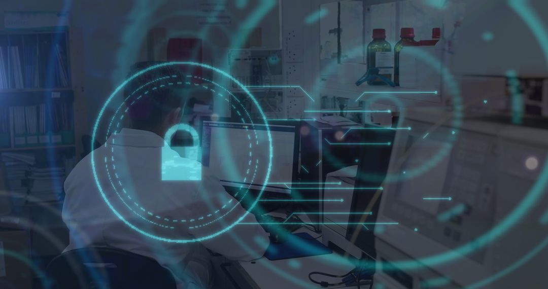 Digital Security Overlay in Medical Office with Professionals