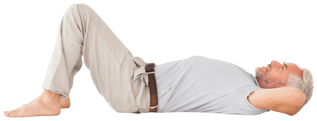 Transparent Relaxed Man Lying on Floor at Home or Studio