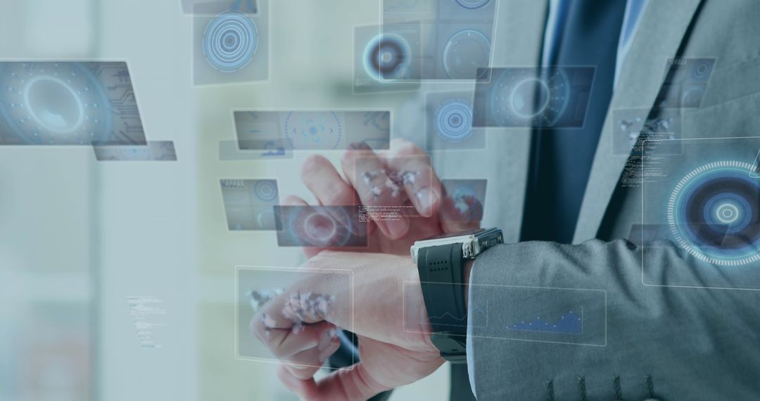 Depiction of Futuristic Technology Concept With Businessman