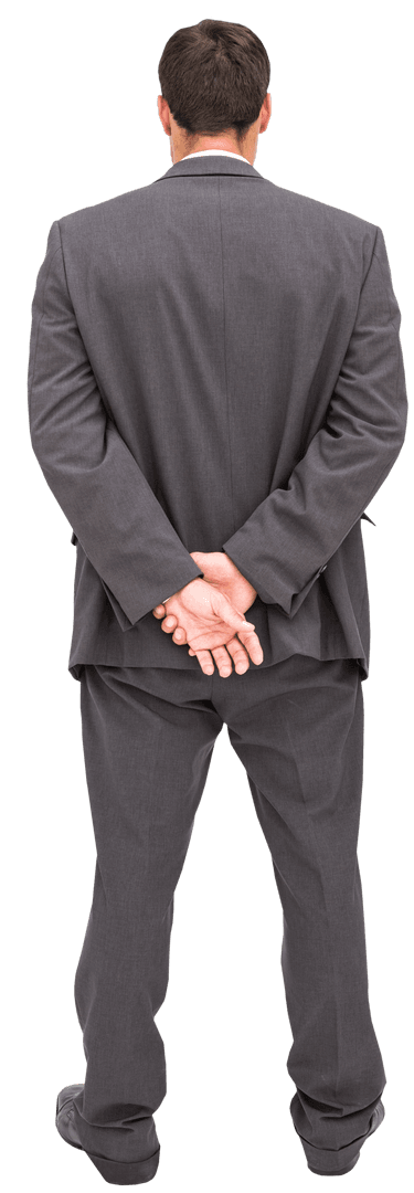 Transparent Rear View of Classy Businessman Standing