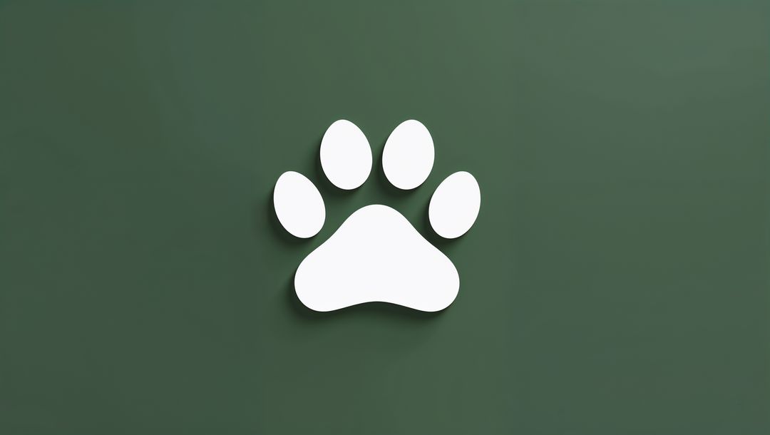 Minimalist White Paw Print on Dark Green Background