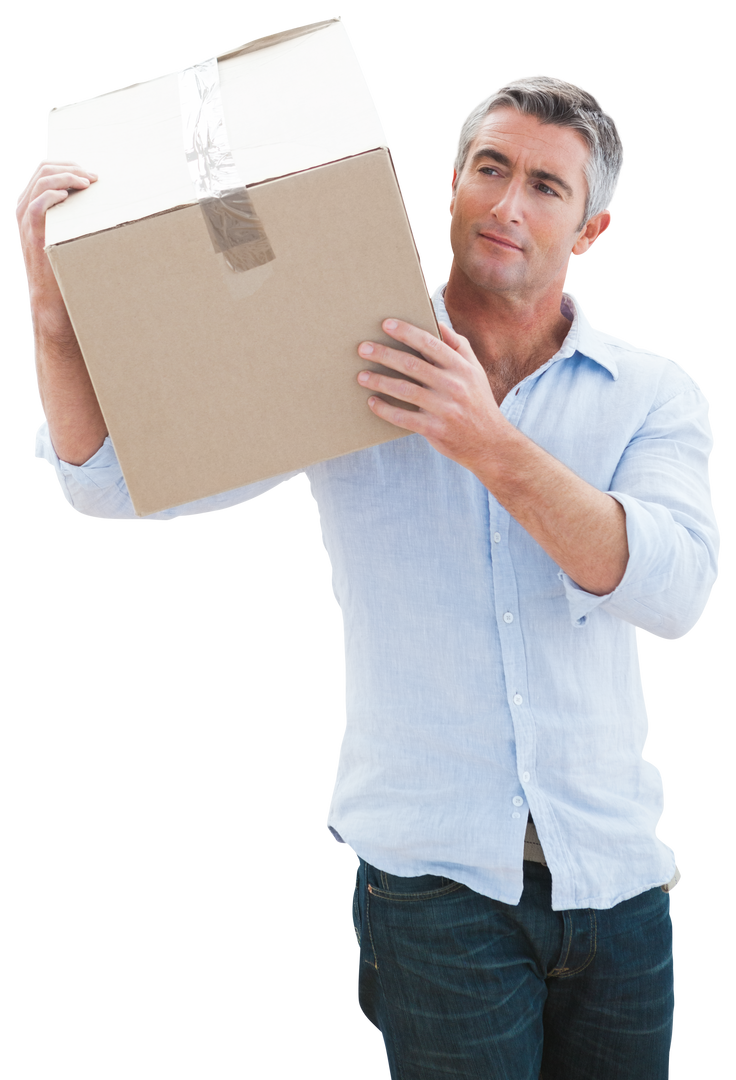 Transparent Happy Man Carrying a Cardboard Box - Download Free Stock Images Pikwizard.com