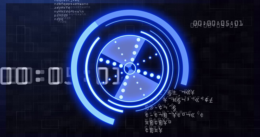 Futuristic Digital Radar Scans on Abstract Data Interface