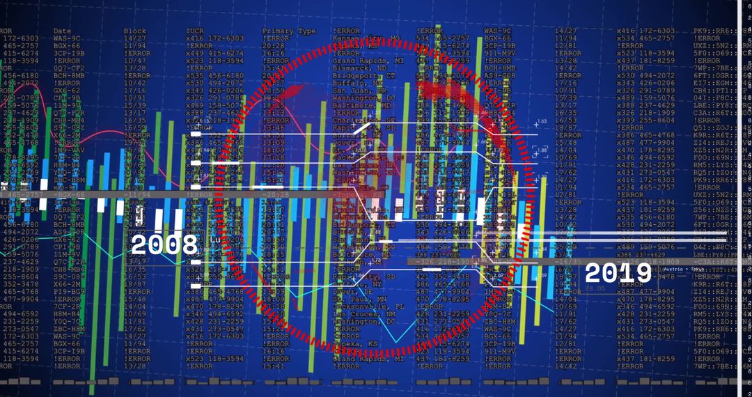 Digital Data Timeline Visualization Highlighting Year Comparison