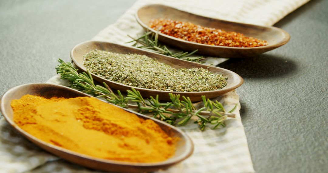 Assorted Herbs and Spices in Oval Bowls - Free Images, Stock Photos and Pictures on Pikwizard.com