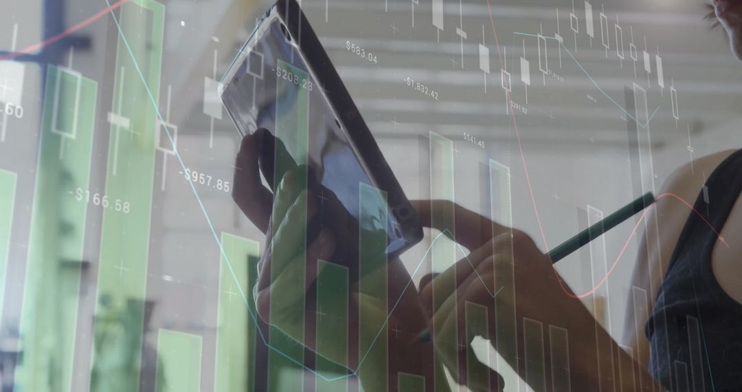 Financial Data Processing with Businesswoman Using Tablet