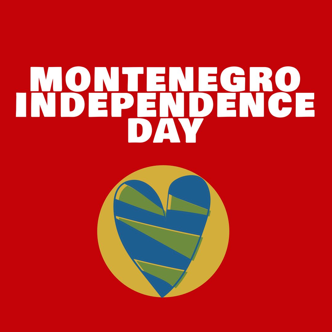 Montenegro Independence Day Heart Illustration on Red Background